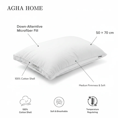 Agha Home Cotton Collection Pillow – White – 50×70 cm