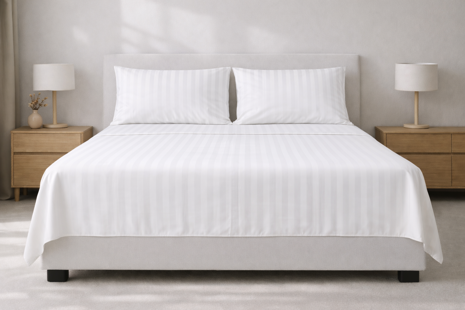 Flat sheet - Microfiber - Stripe - White