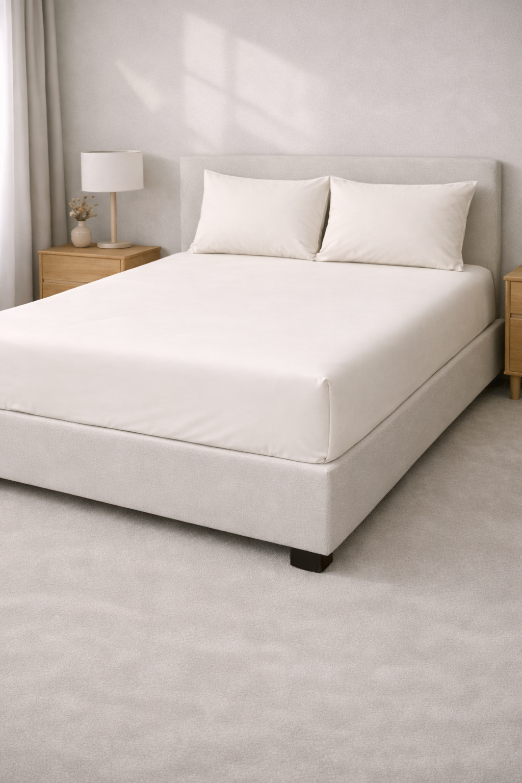 Fitted sheet - Microfiber - Solid - Off-white