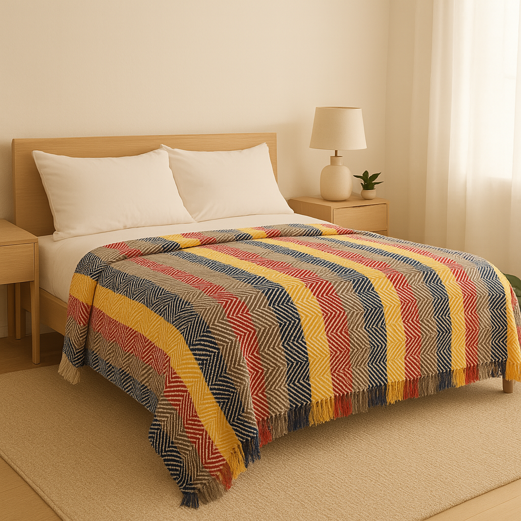 Striped Bed/Sofa Throw 220 x 240 cm