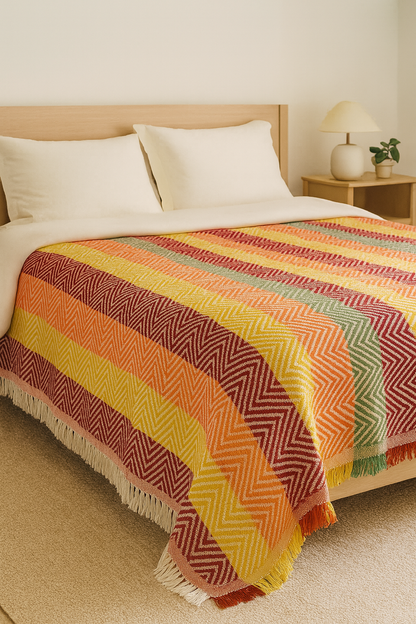 Striped Bed/Sofa Throw 220 x 240 cm