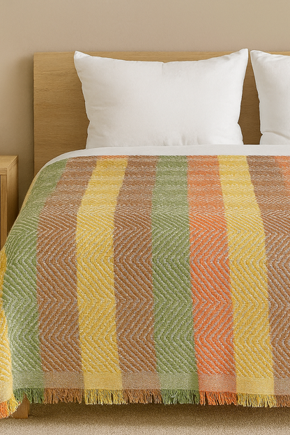 Striped Bed/Sofa Throw 220 x 240 cm