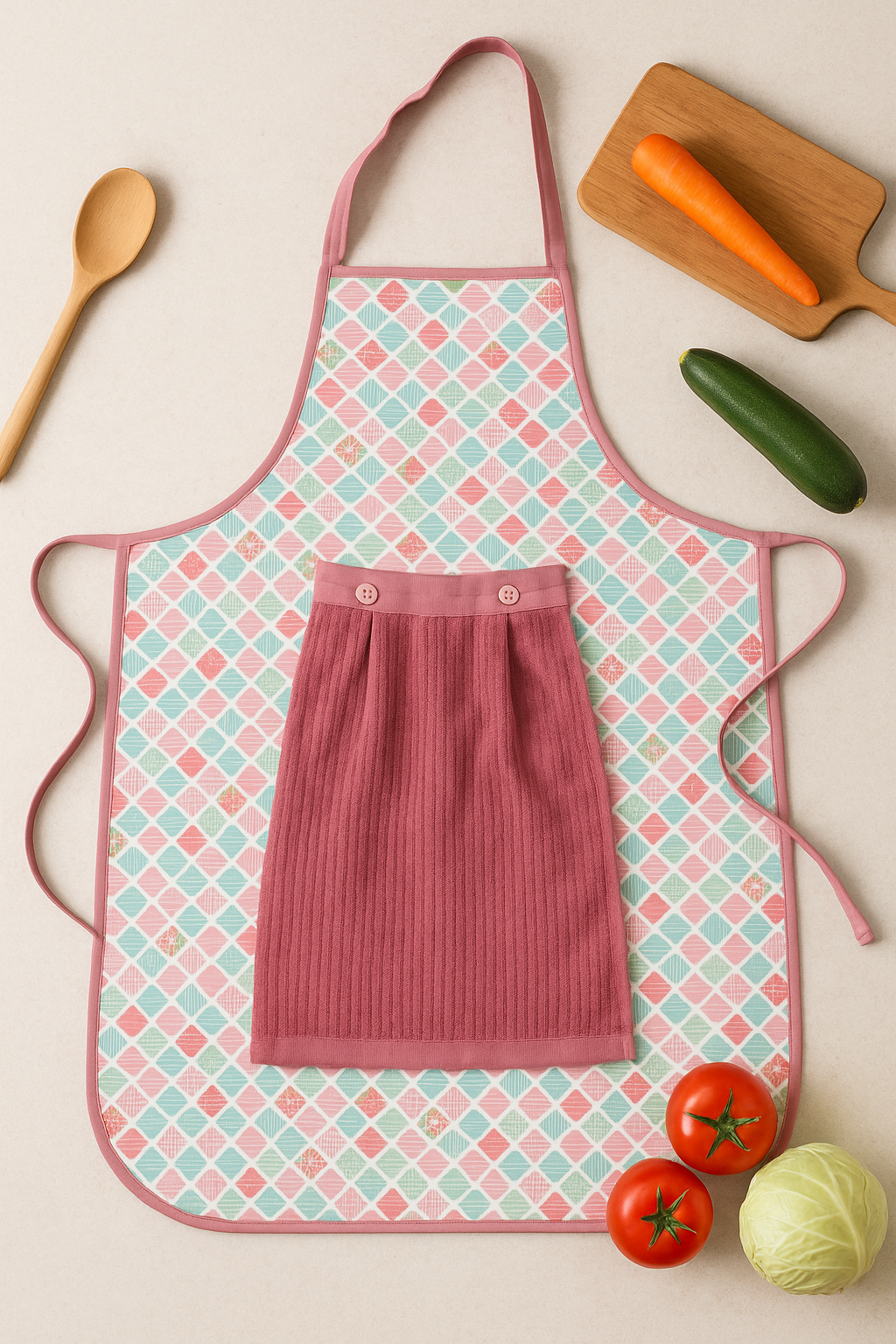 Waterproof Kitchen Apron with Dish Towel, Printed Patterns, Adjustable Straps (3)