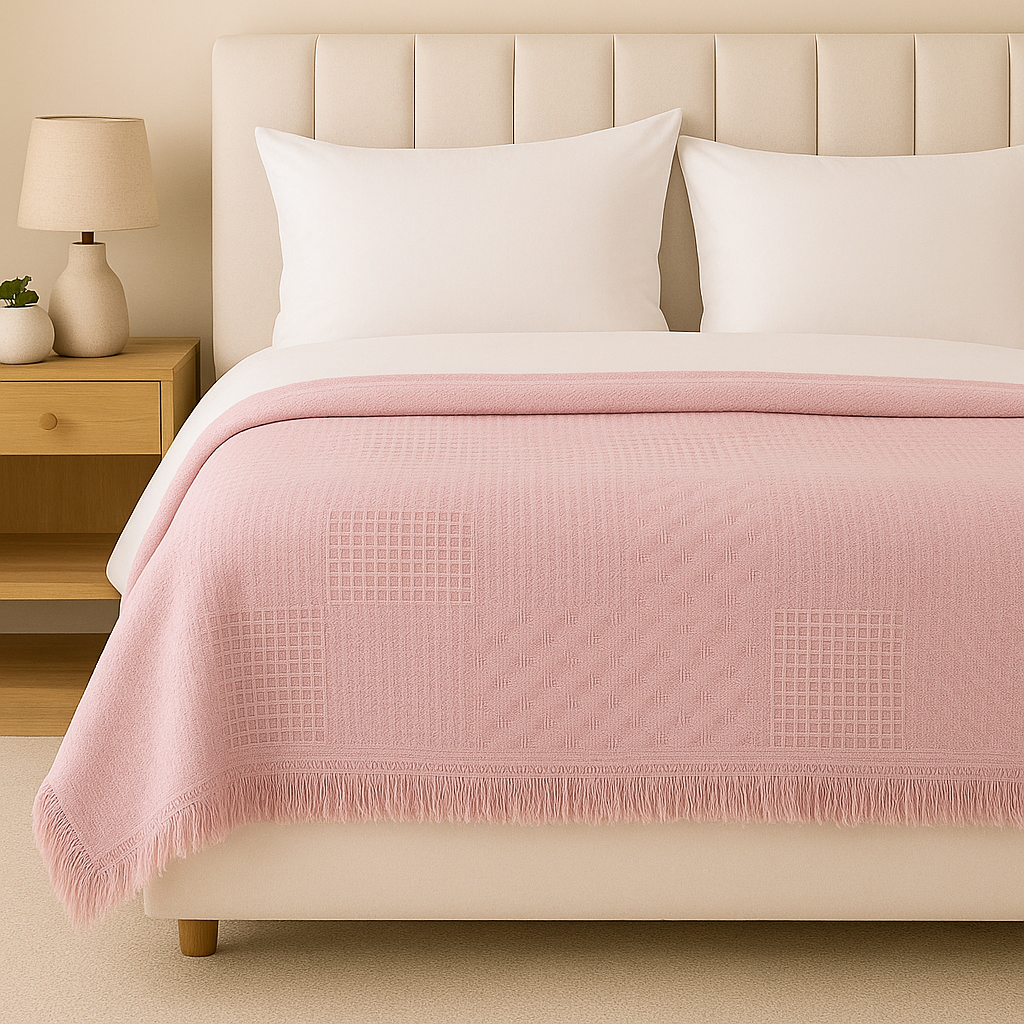 Honeycomb Bed/Sofa Throw - Solid - Poly Cotton- King/Twin