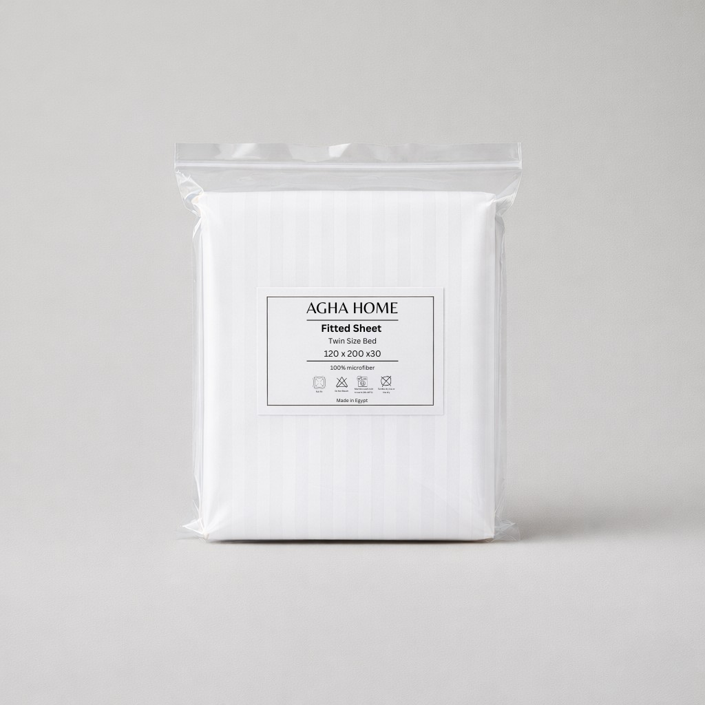 Fitted sheet - Microfiber - Stripe - White