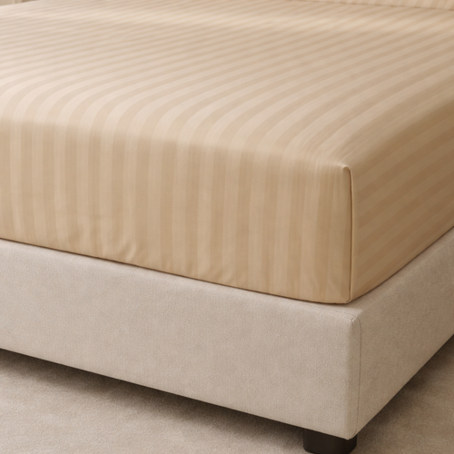 Agha Home Fitted Sheet – Microfiber Stripe Beige