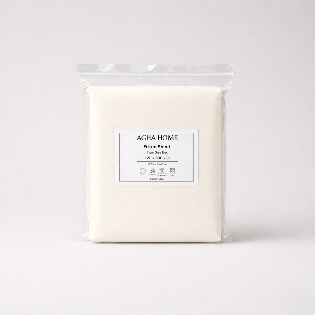 Fitted sheet - Microfiber - Solid - Off-white