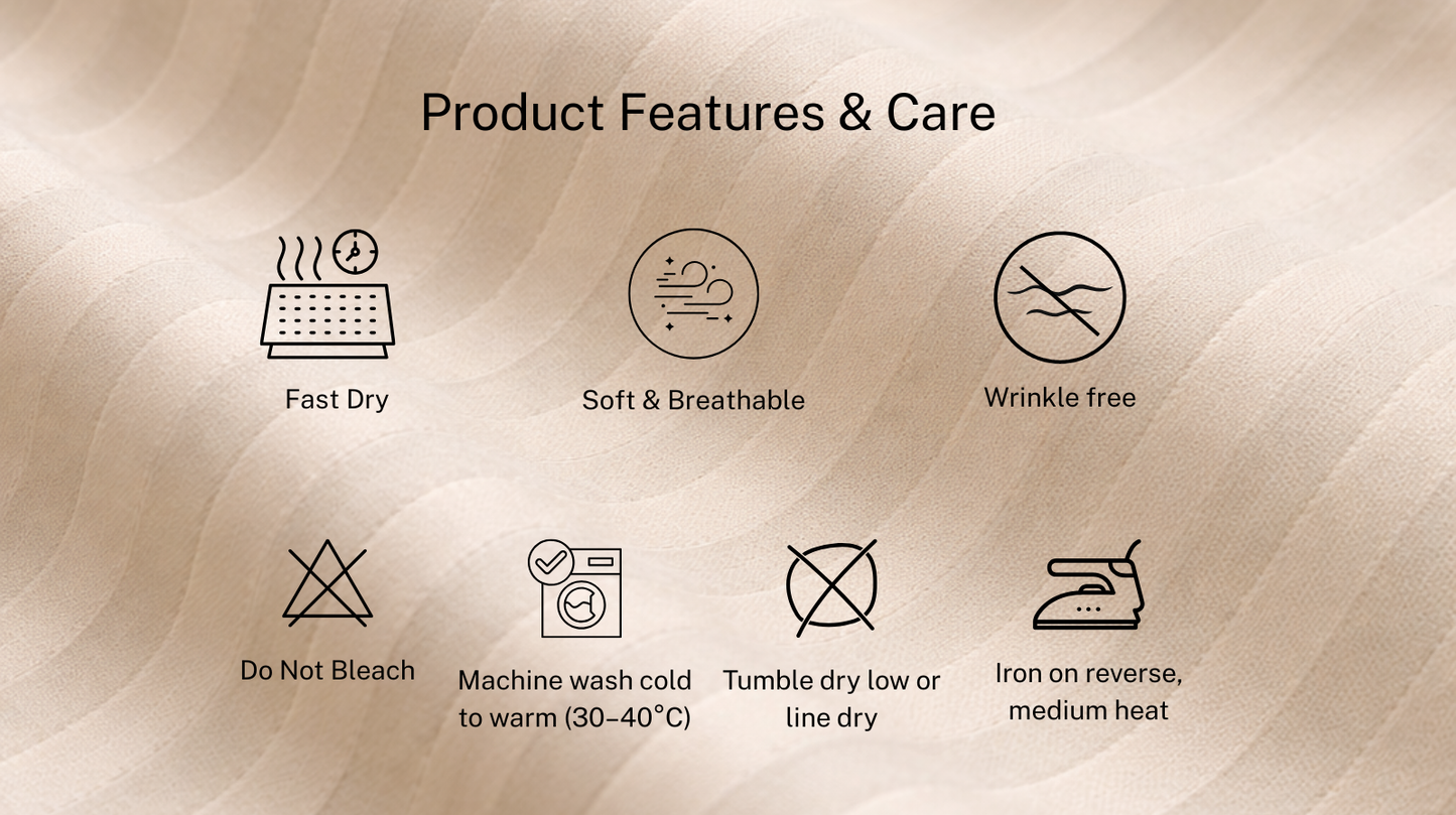 Soft Stripe Fitted Sheet Set (3pcs) – Beige