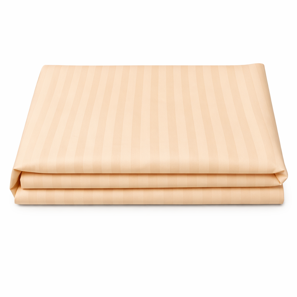 ملاءة سرير مسطحة - مايكروفايبر - مخططة - بيج