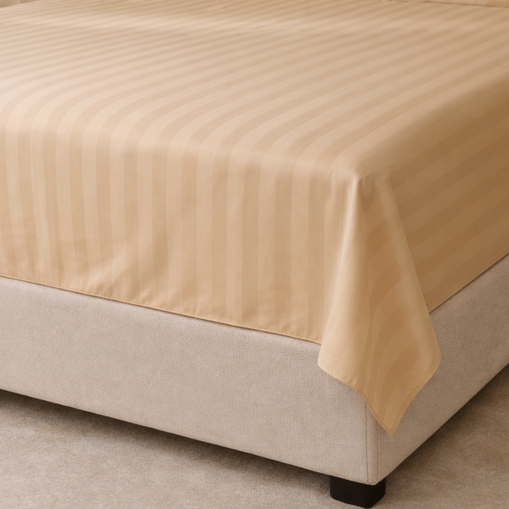 Flat sheet - Microfiber - Stripe - Beige