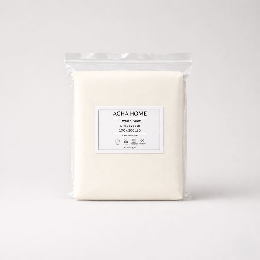 Fitted sheet - Microfiber - Solid - Off-white