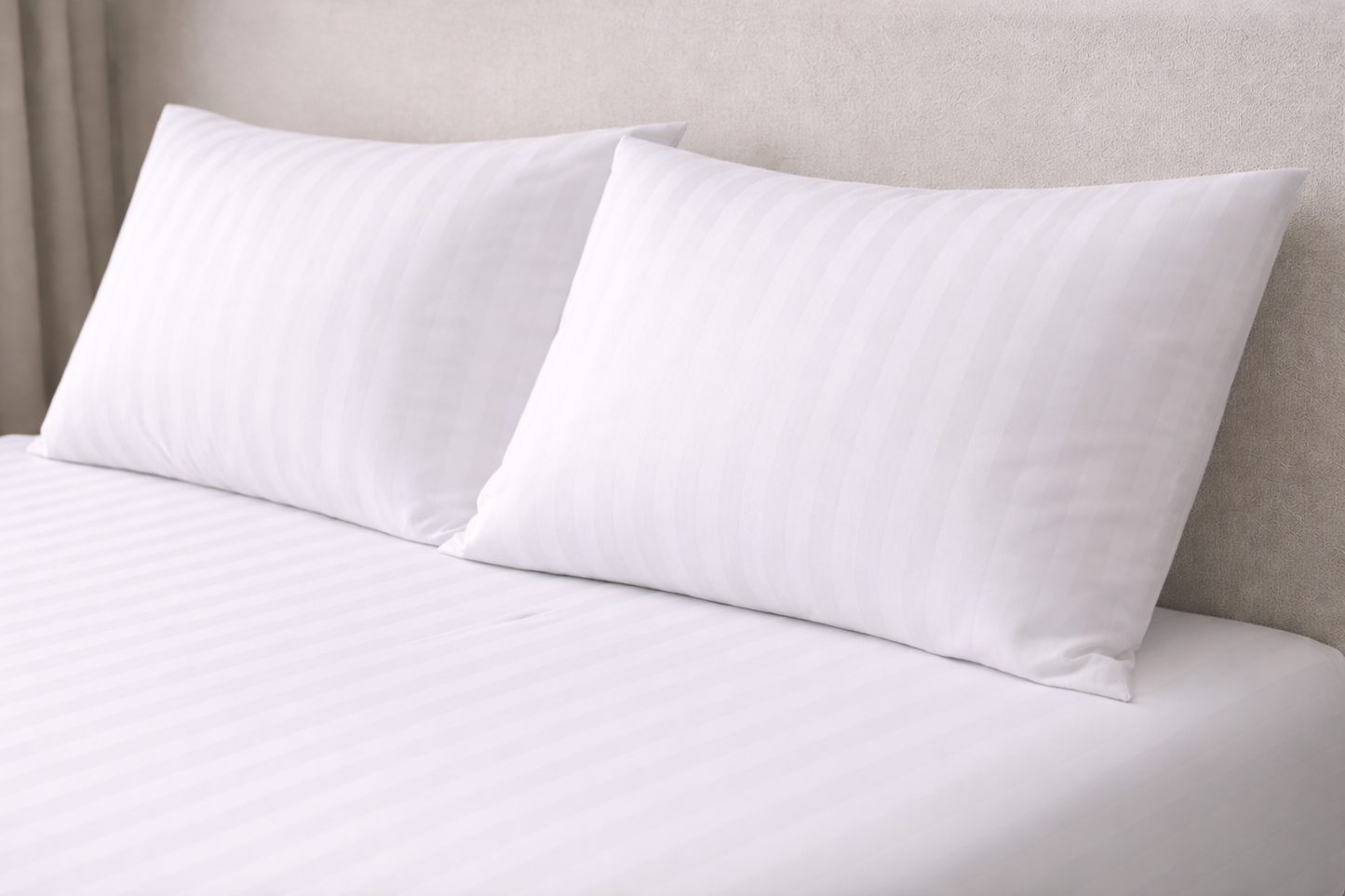 Soft Stripe Fitted Sheet Set (3pcs) – White