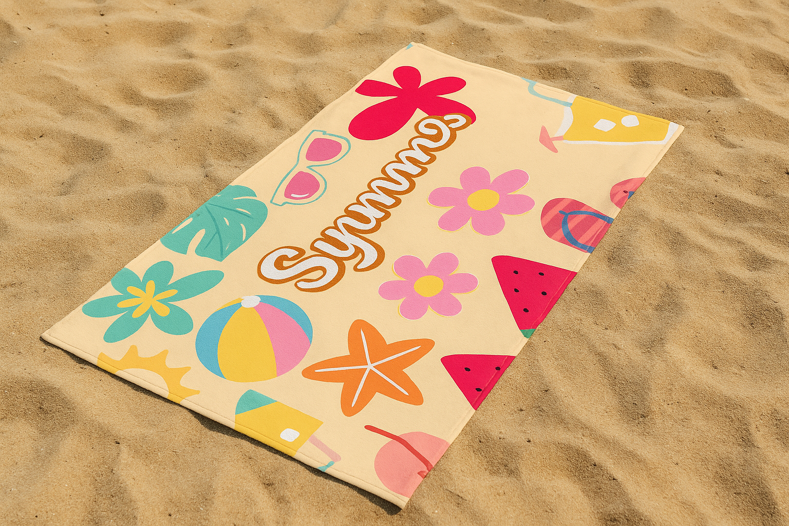 Printed Beach Towel - Microfiber