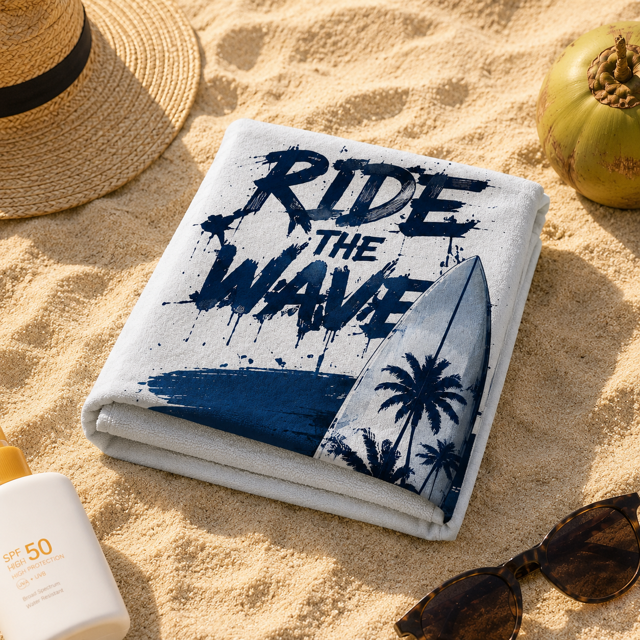 Agha Home Beach Vibes Cotton Beach Towel – 100x190 cm