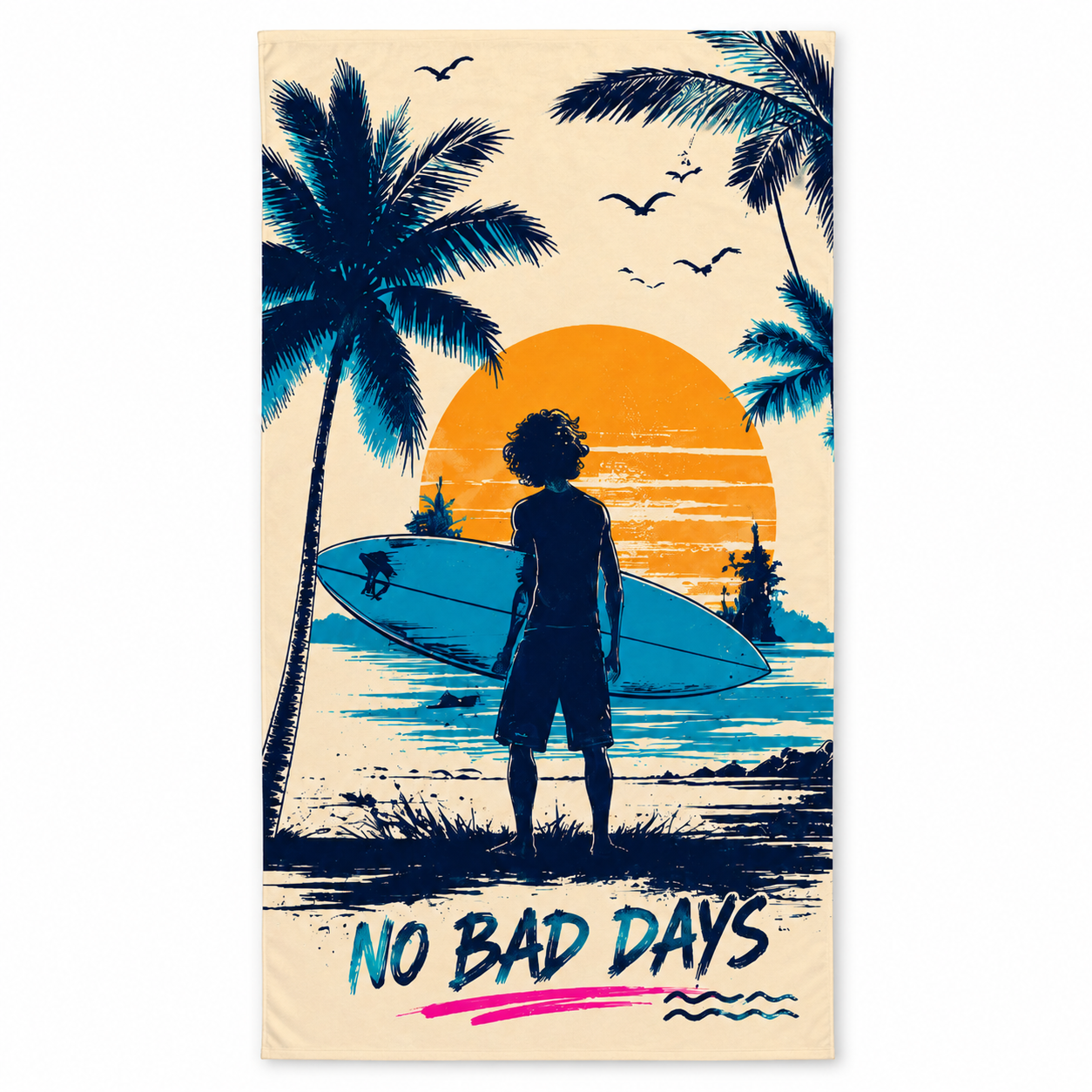 Agha Home Beach Vibes Cotton Beach Towel – 100x190 cm