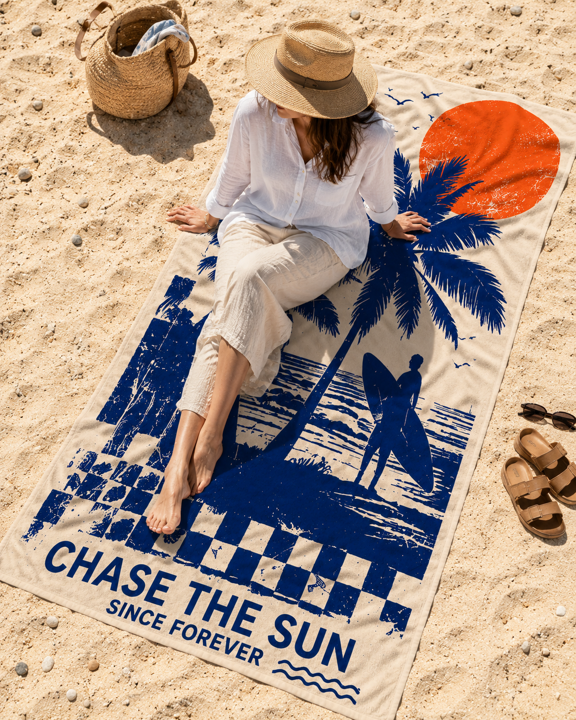 Agha Home Beach Vibes Cotton Beach Towel – 100x190 cm