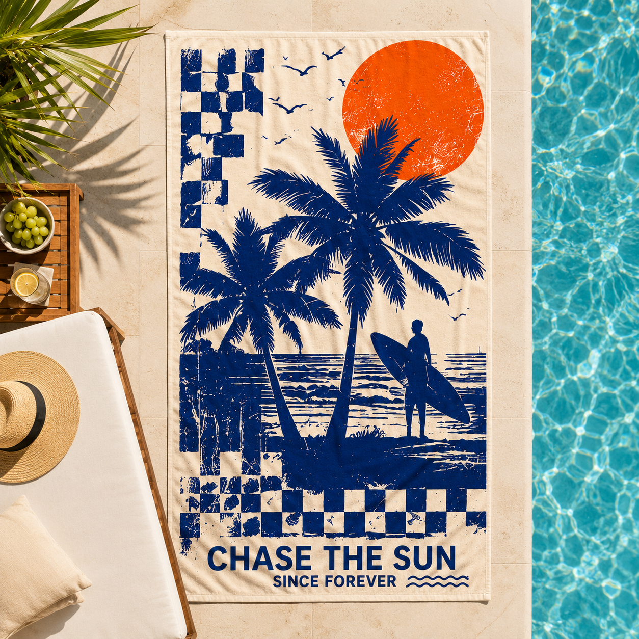 Agha Home Beach Vibes Cotton Beach Towel – 100x190 cm