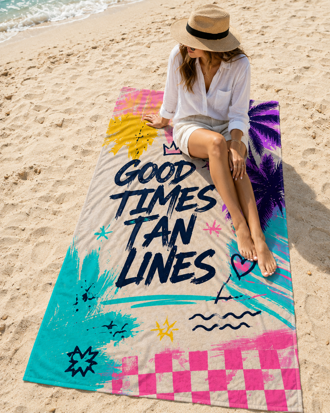 Agha Home Beach Vibes Cotton Beach Towel – 100x190 cm