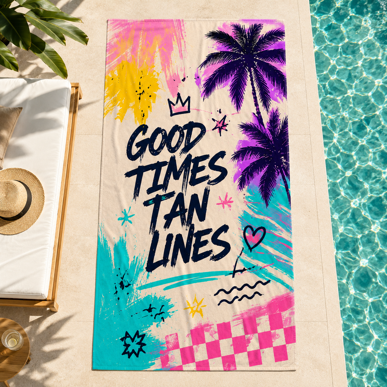 Agha Home Beach Vibes Cotton Beach Towel – 100x190 cm
