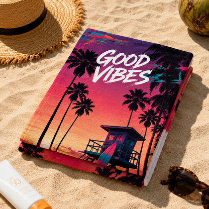 Agha Home Beach Vibes Cotton Beach Towel – 100x190 cm
