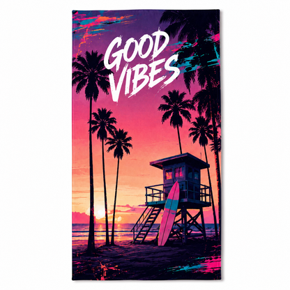 Agha Home Beach Vibes Cotton Beach Towel – 100x190 cm