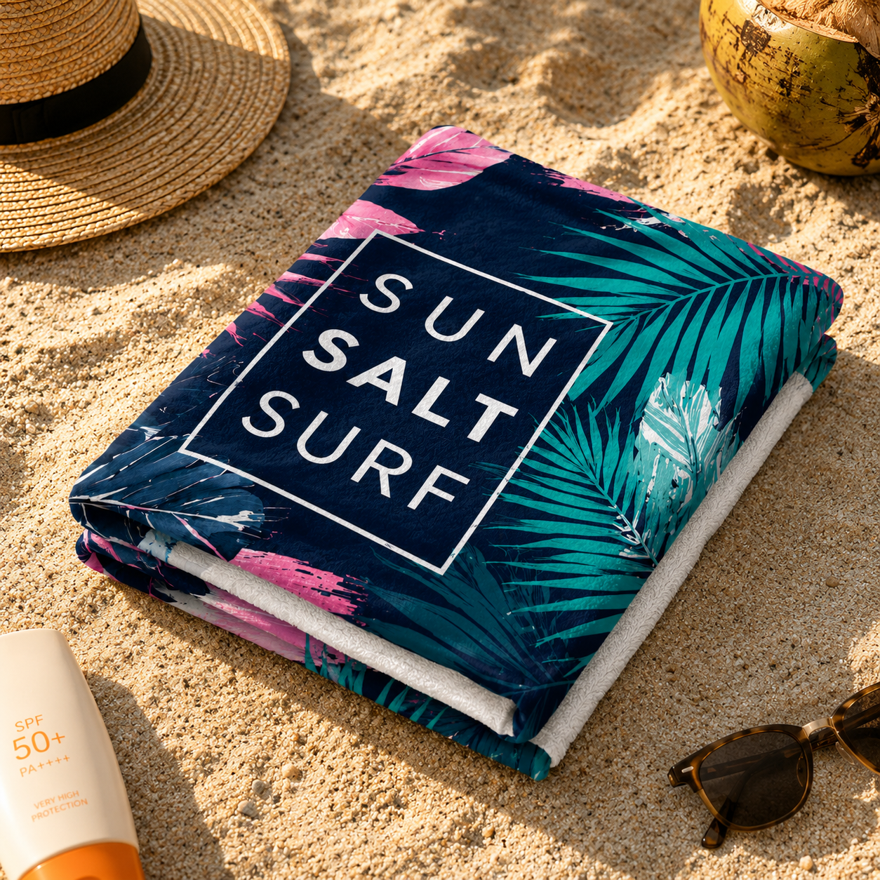 Agha Home Beach Vibes Cotton Beach Towel – 100x190 cm