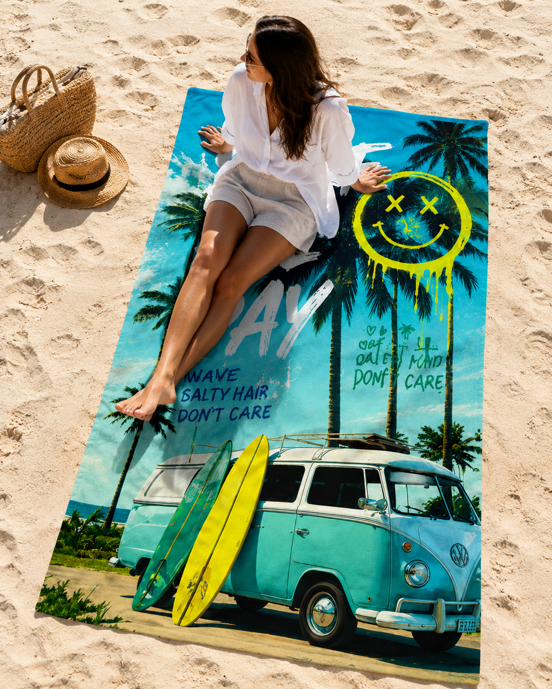 Agha Home Beach Vibes Cotton Beach Towel – 100x190 cm