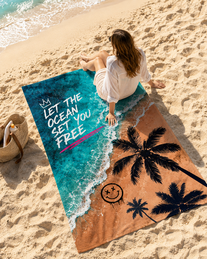 Agha Home Beach Vibes Cotton Beach Towel – 100x190 cm
