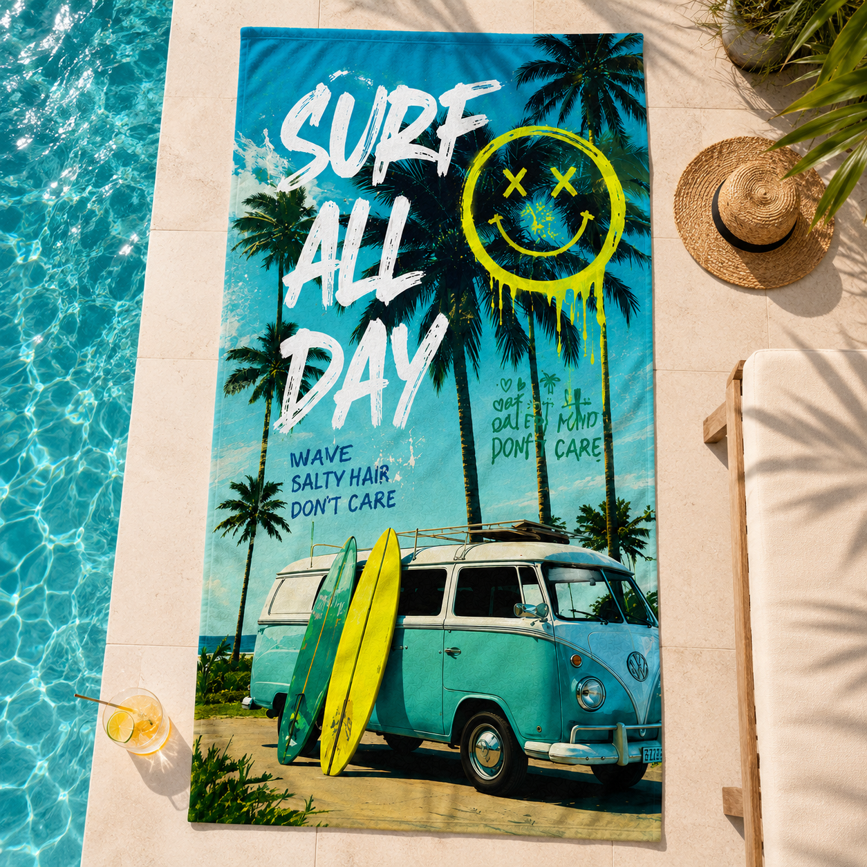 Agha Home Beach Vibes Cotton Beach Towel – 100x190 cm