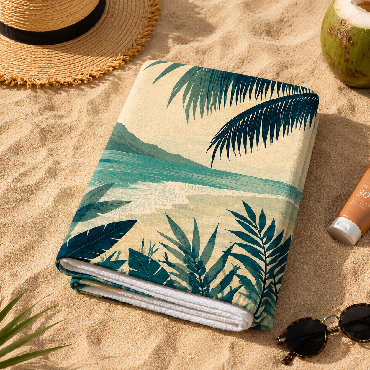 Agha Home Coastal Escape Cotton Beach Towel – 100x190 cm