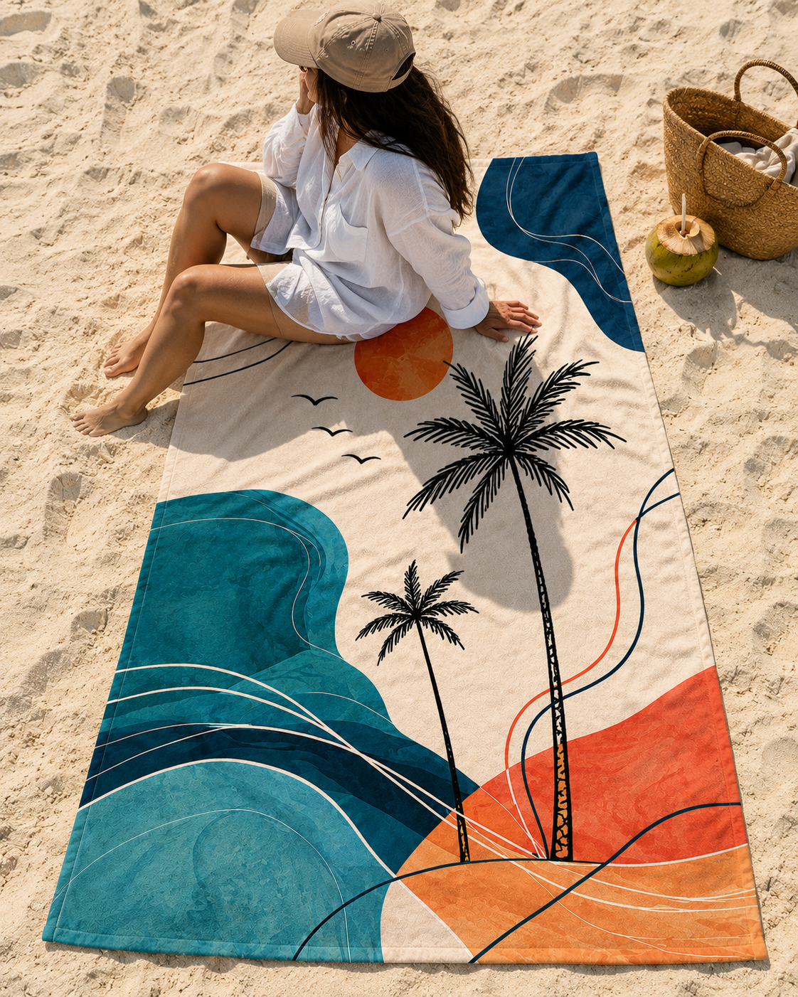 Agha Home Coastal Escape Cotton Beach Towel – 100x190 cm
