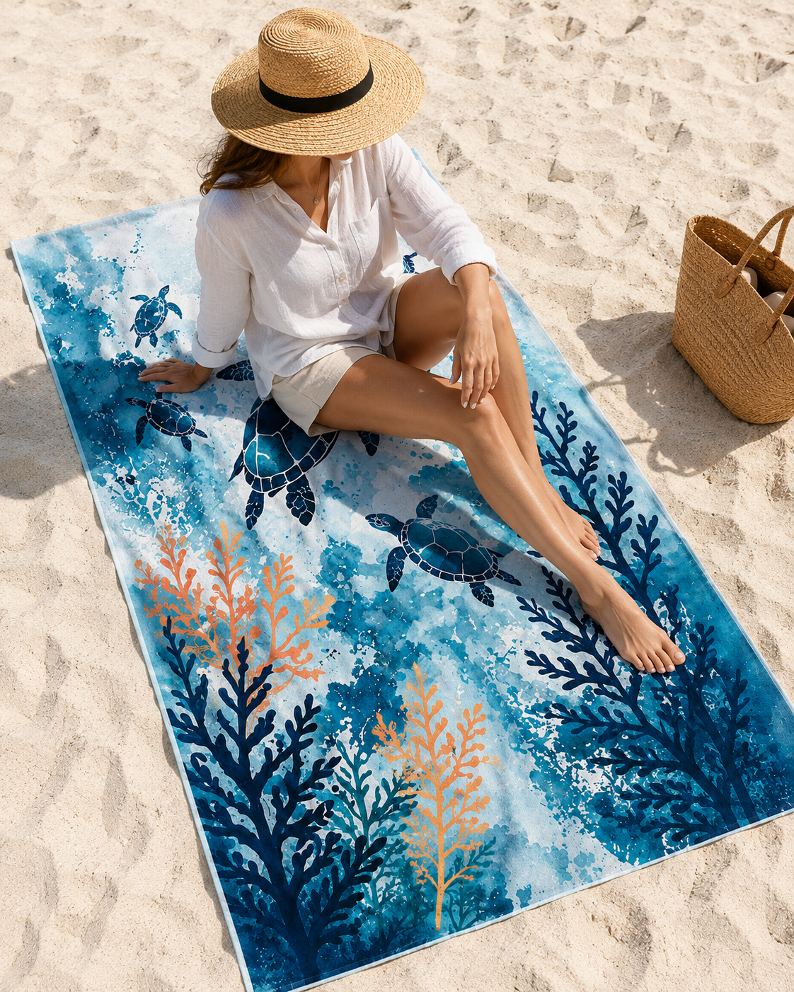 Agha Home Coastal Escape Cotton Beach Towel – 100x190 cm