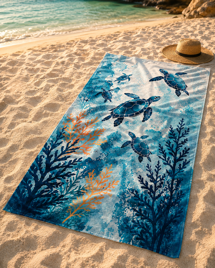 Agha Home Coastal Escape Cotton Beach Towel – 100x190 cm