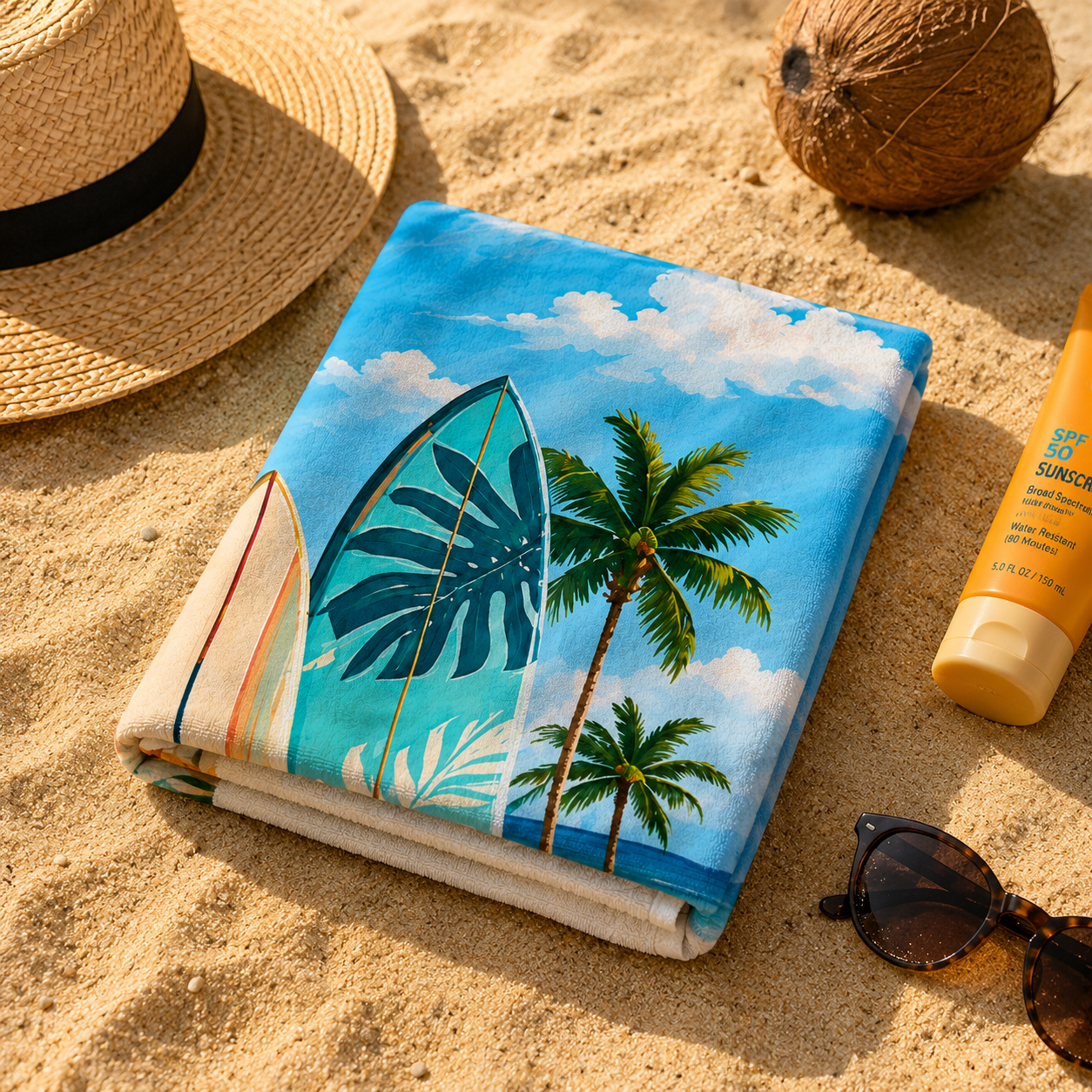 Agha Home Coastal Escape Cotton Beach Towel – 100x190 cm