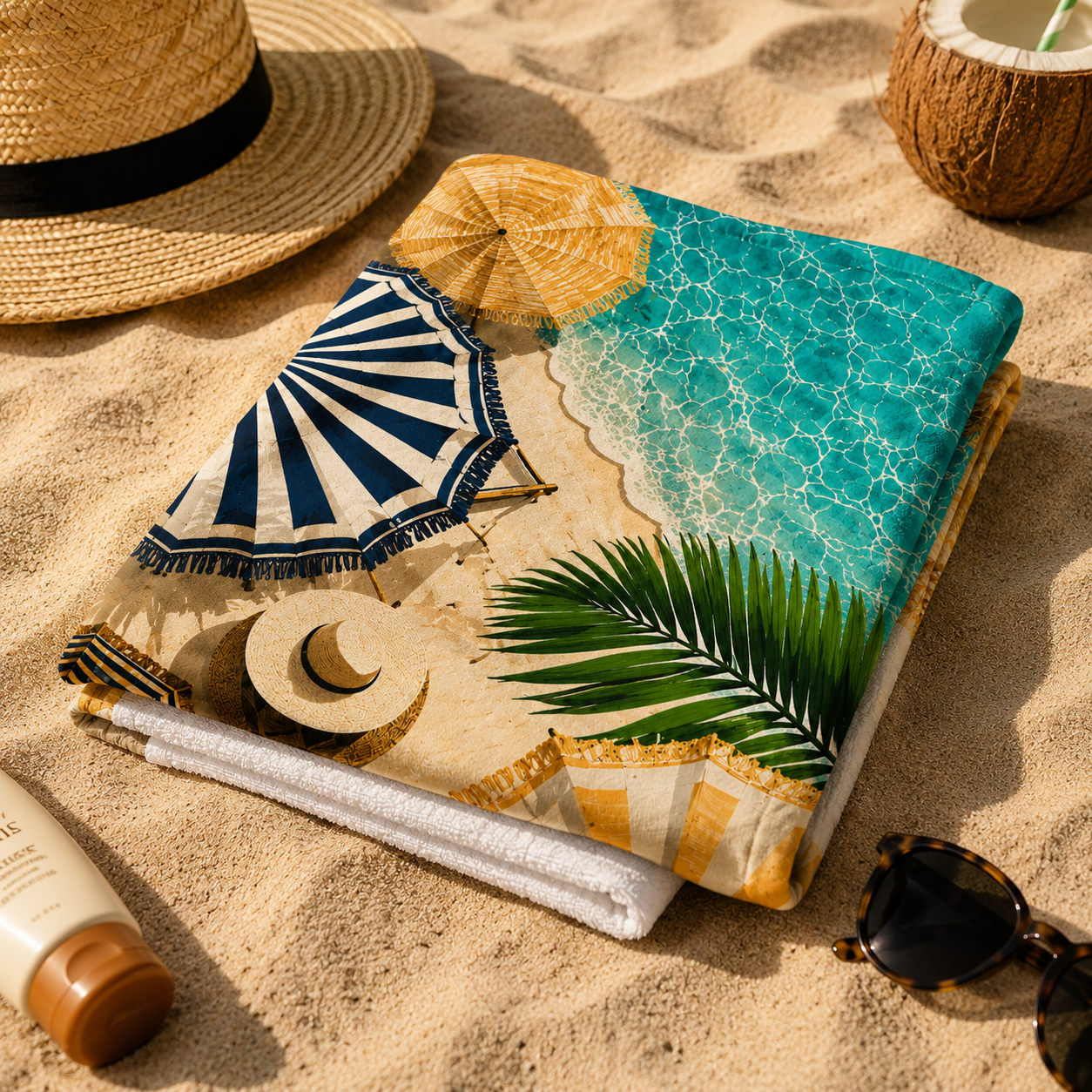 Agha Home Coastal Escape Cotton Beach Towel – 100x190 cm
