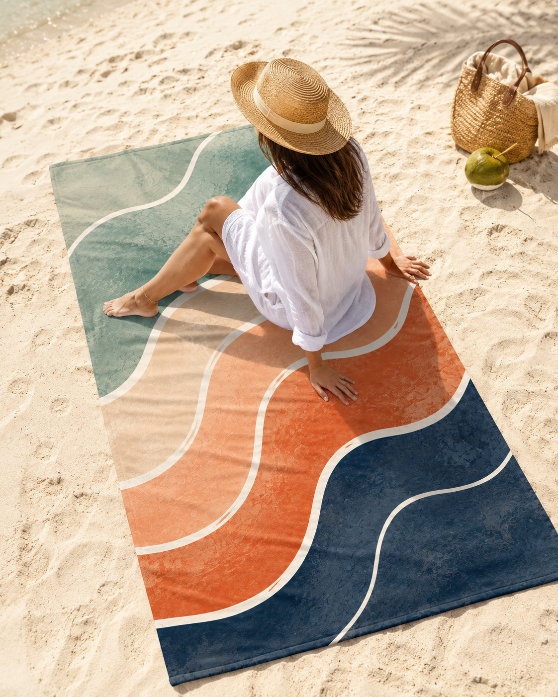 Agha Home Coastal Escape Cotton Beach Towel – 100x190 cm