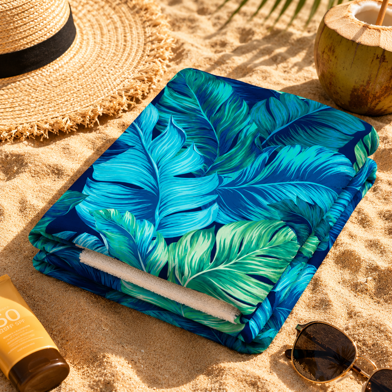 Agha Home Tropical Prints Cotton Beach Towel – 100x190 cm