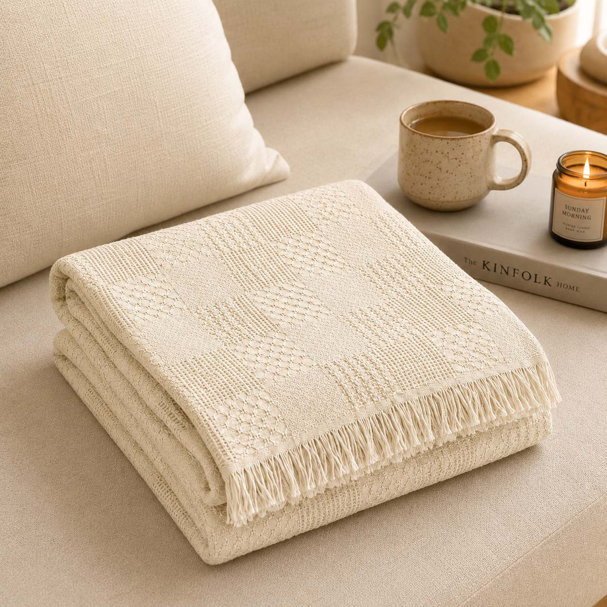 Agha Home Patch Cotton Jacquard Sofa Throw – 180×200 cm