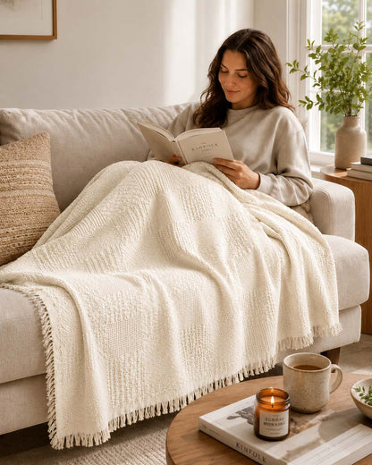 Agha Home Patch Cotton Jacquard Sofa Throw – 180×200 cm