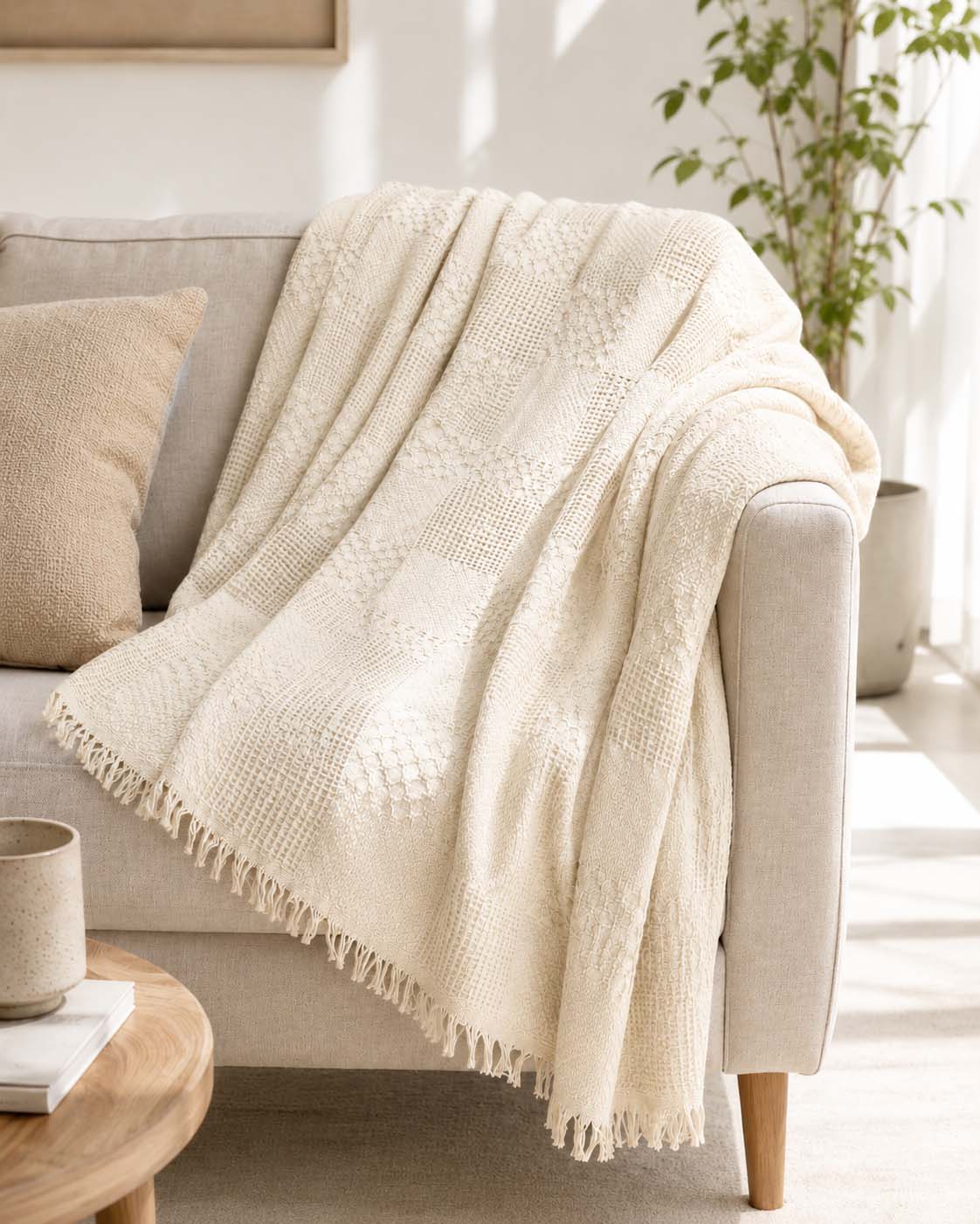 Agha Home Patch Cotton Jacquard Sofa Throw – 180×200 cm