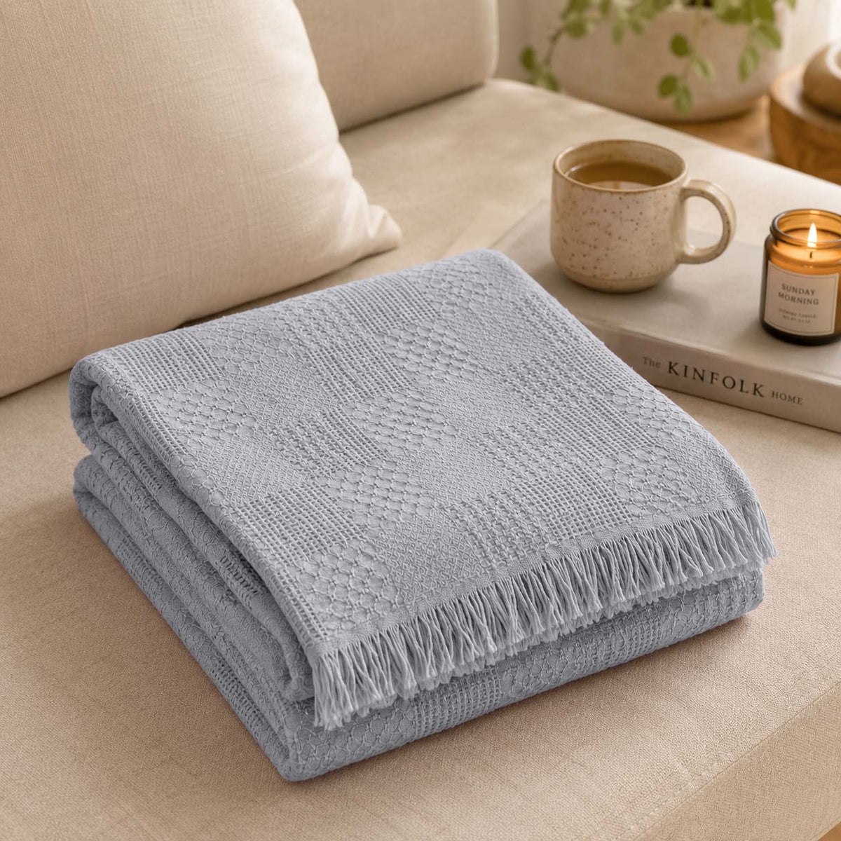 Agha Home Patch Cotton Jacquard Sofa Throw – 180×200 cm