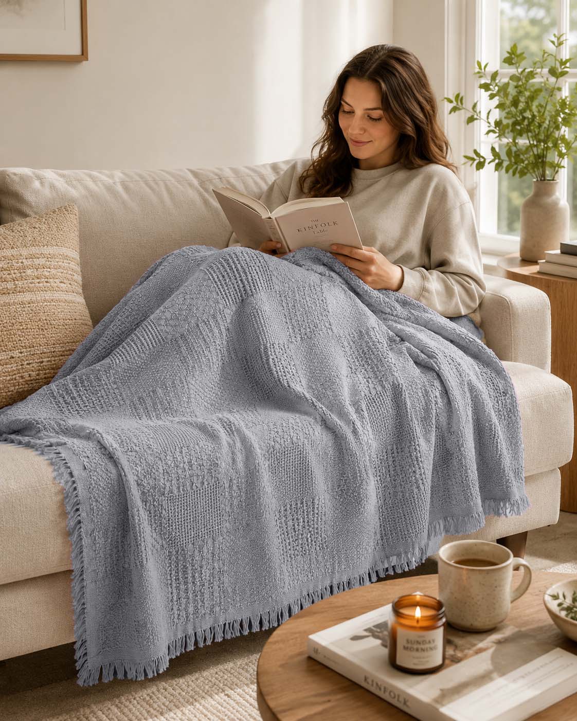 Agha Home Patch Cotton Jacquard Sofa Throw – 180×200 cm