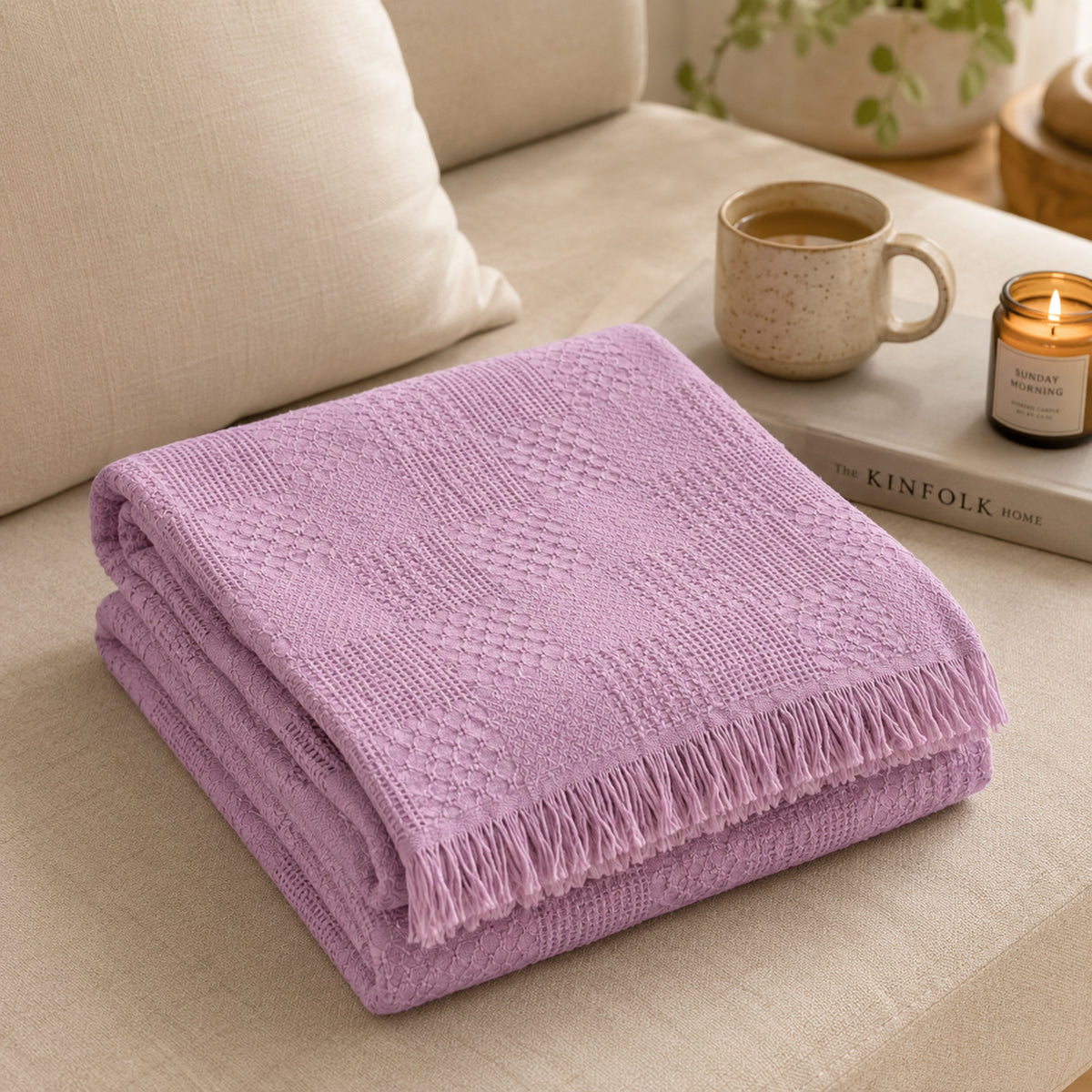 Agha Home Patch Cotton Jacquard Sofa Throw – 180×200 cm