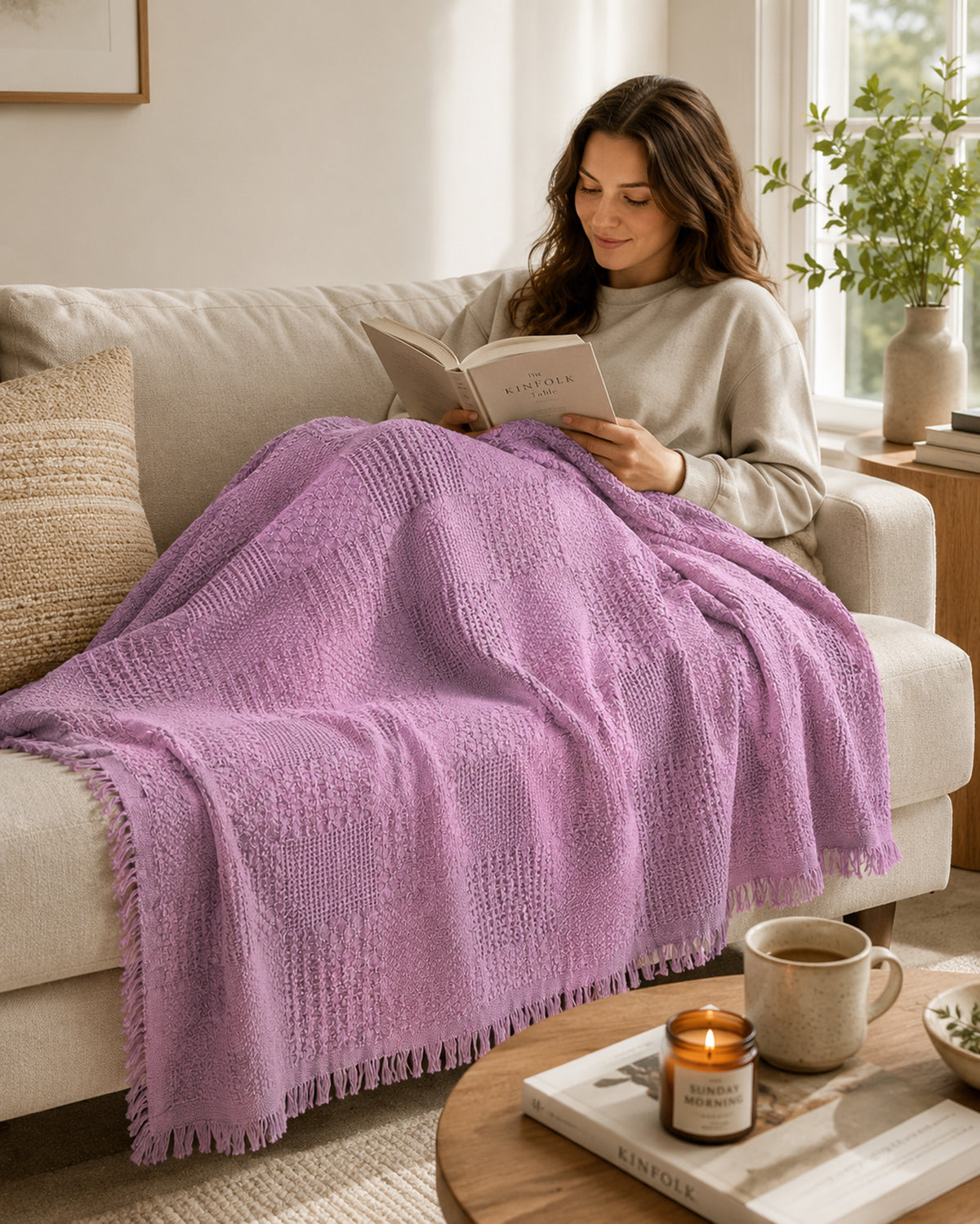 Agha Home Patch Cotton Jacquard Sofa Throw – 180×200 cm