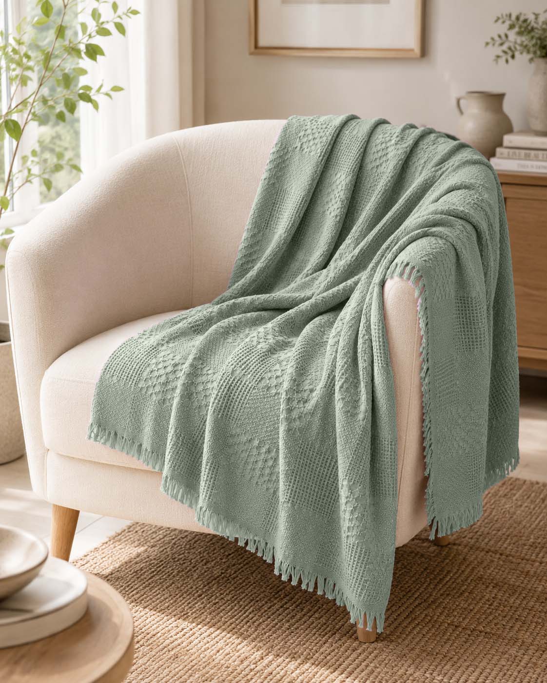 Agha Home Patch Cotton Jacquard Sofa Throw – 180×200 cm