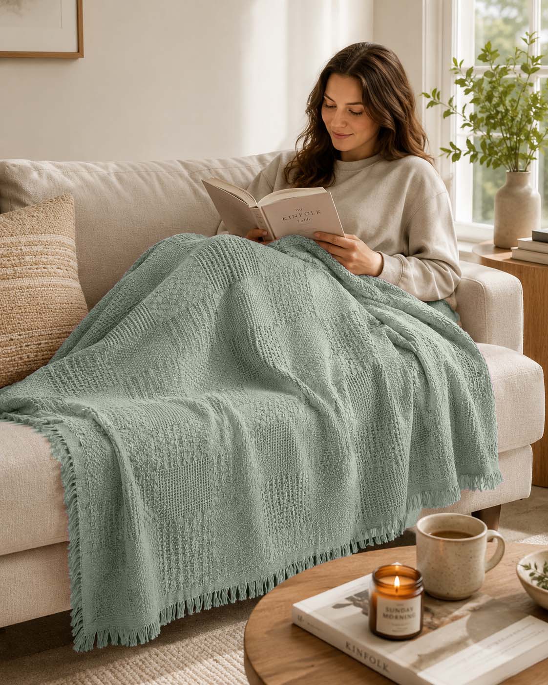 Agha Home Patch Cotton Jacquard Sofa Throw – 180×200 cm
