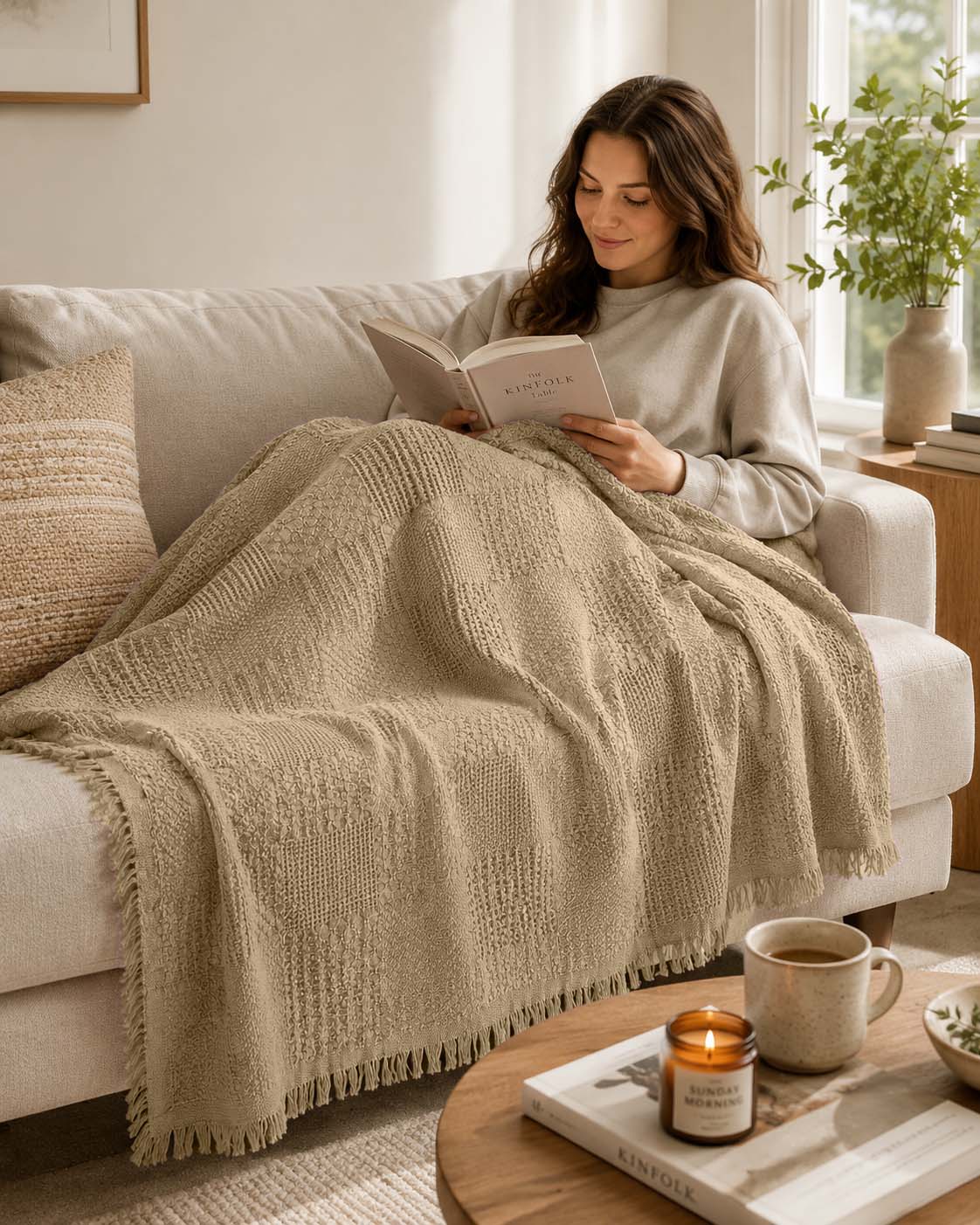 Agha Home Patch Cotton Jacquard Sofa Throw – 180×200 cm