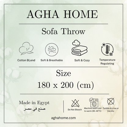 Agha Home Patch Cotton Jacquard Sofa Throw – 180×200 cm