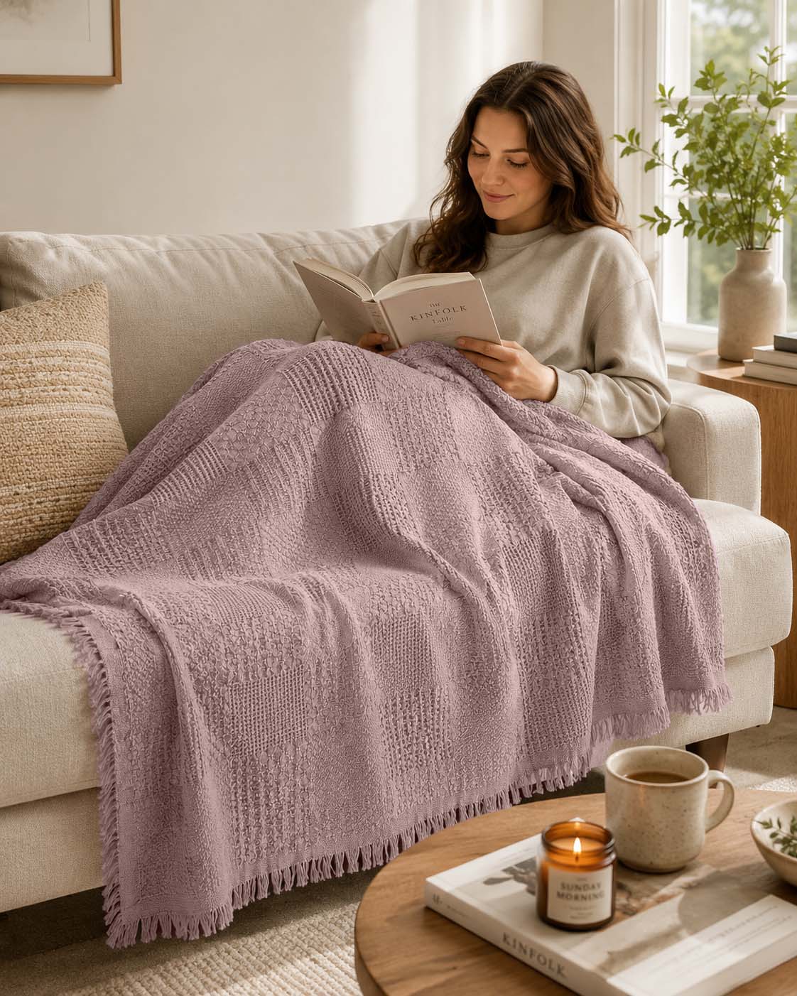 Agha Home Patch Cotton Jacquard Sofa Throw – 180×200 cm