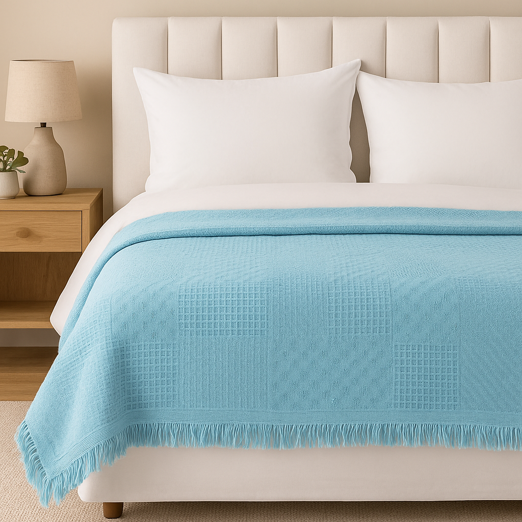 Honeycomb Bed/Sofa Throw - Solid - Poly Cotton- King/Twin